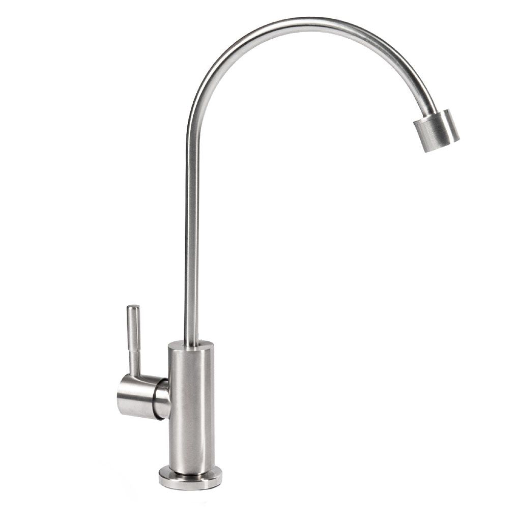 Wasserhahn Novara Inox – Edelstahlarmatur mit Schwanenhals-Auslauf und seitlichem Hebel